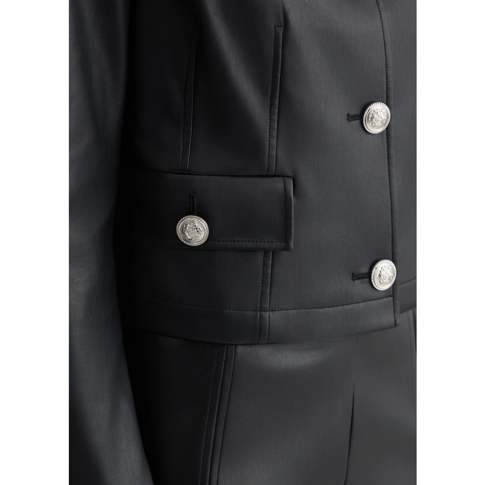 Liu Jo Jas van gecoat stof met ronde hals Black Dames