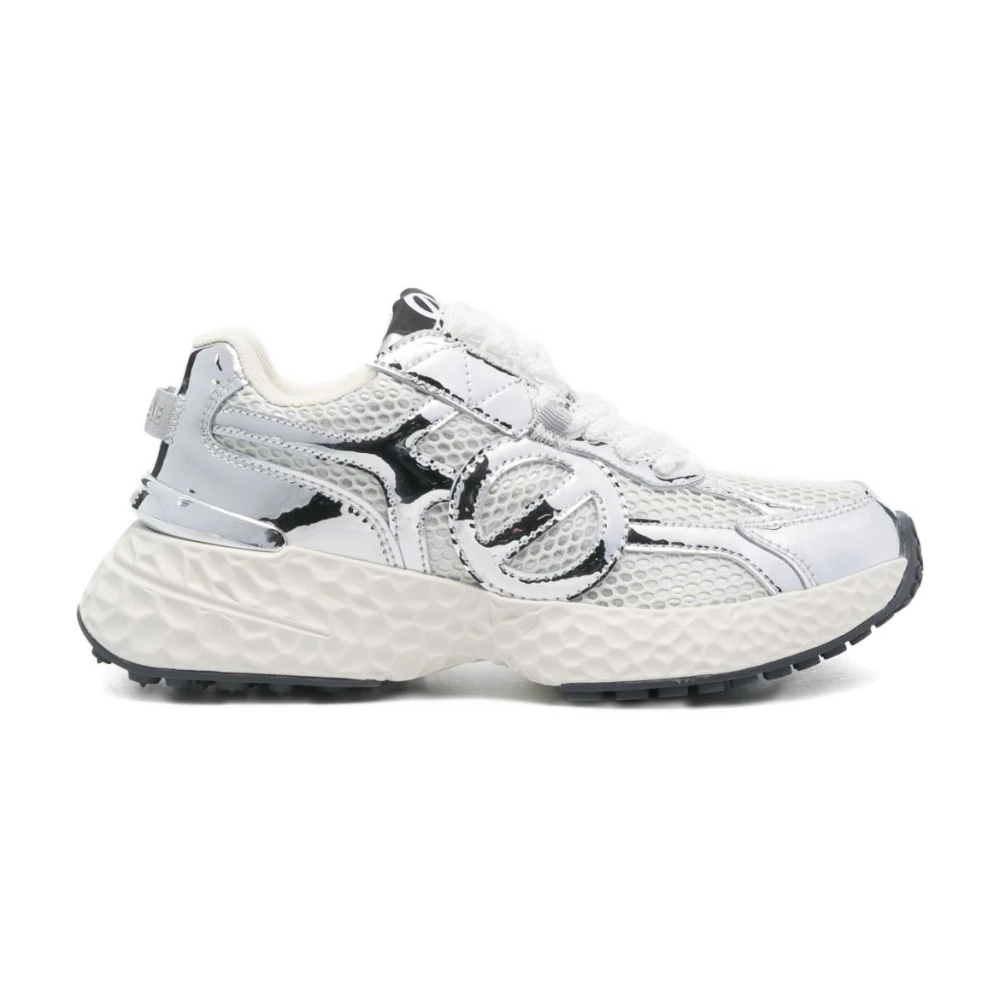 No Name Zilveren en Witte Sneakers voor Vrouwen