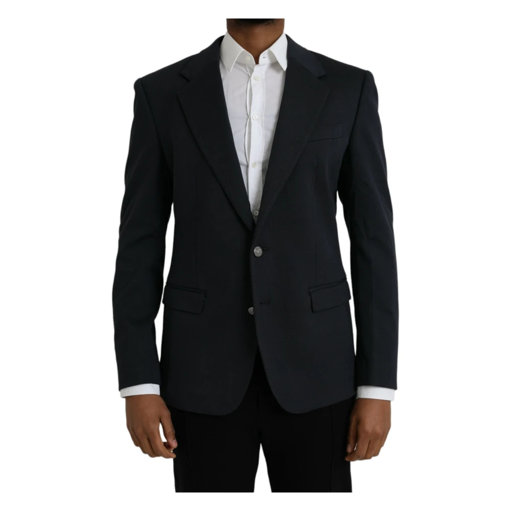 Dolce & Gabbana Donkerblauwe Single Breasted Katoenen Blazer Blue Heren