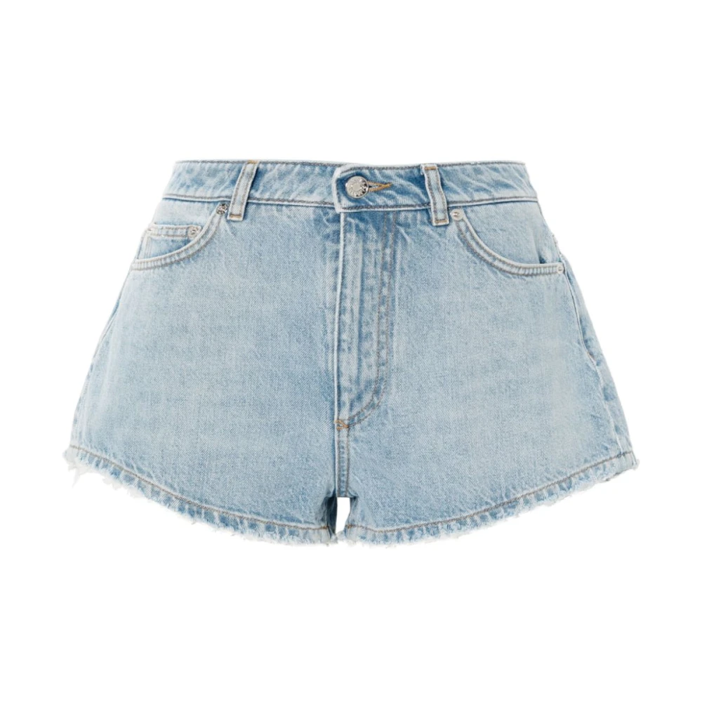 Dolce & Gabbana High-waisted Denim Shorts met Rauwe Zoom Blue Dames