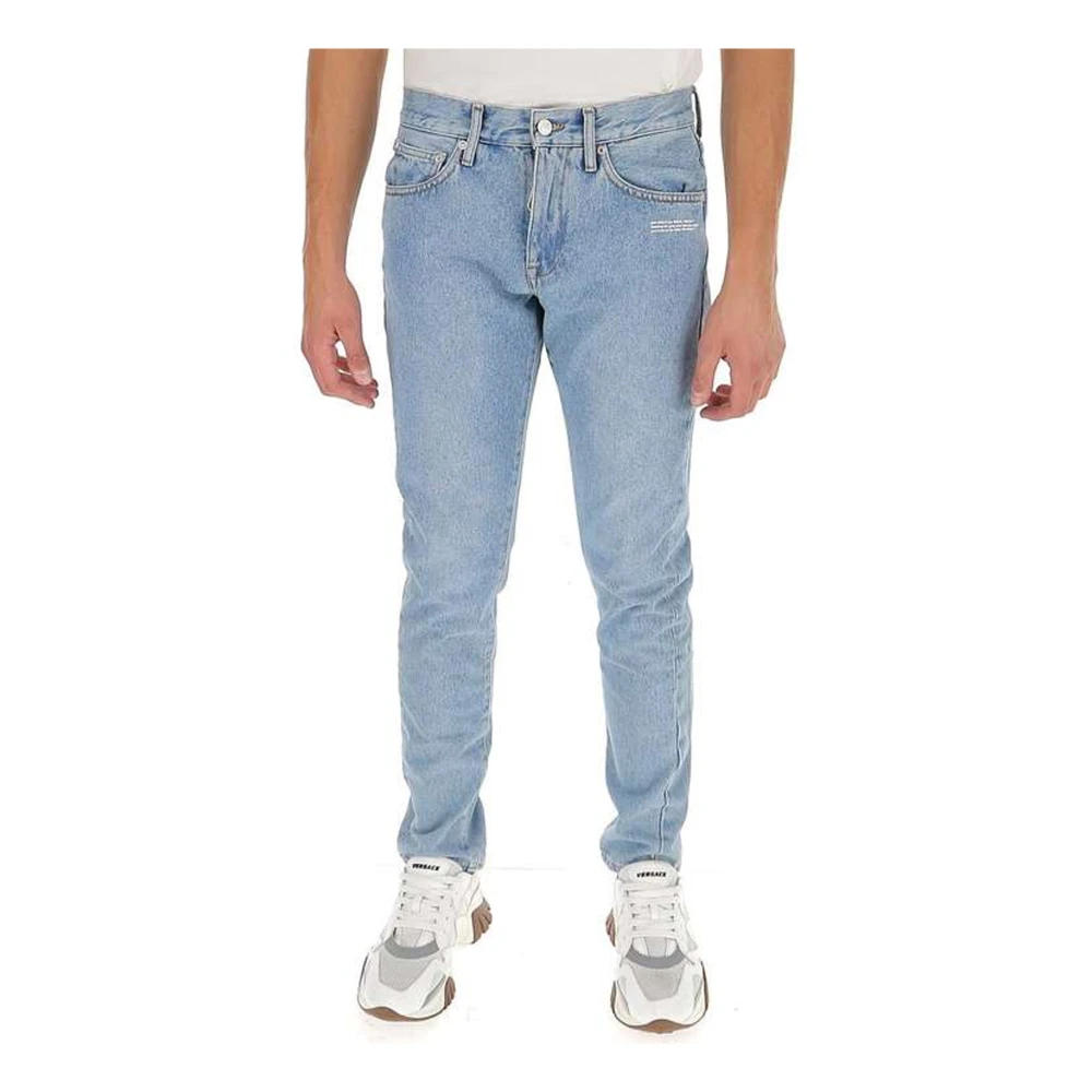 Off White Blauwe Katoenen Jeans met Logo Detail Blue Heren