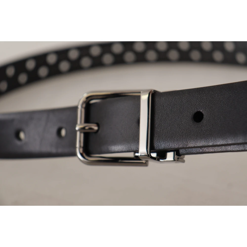 Dolce & Gabbana Elegante zwarte leren riem met metalen gesp Black Unisex