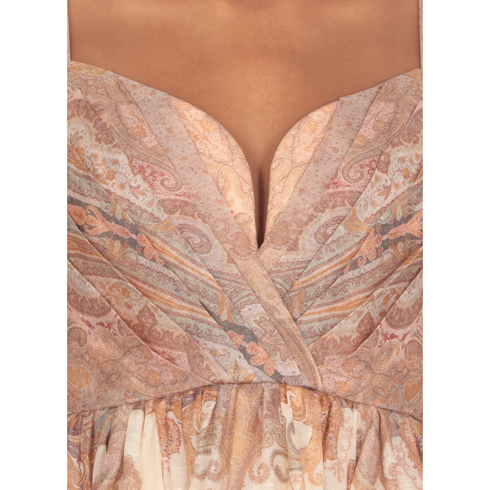 Zimmermann Roze Linnen Zijden Paisley Jurk Pink Dames