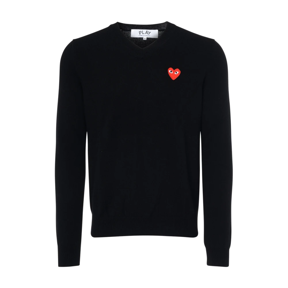 Comme des Garçons Play Rode Embleem Gebreide Trui Black Heren