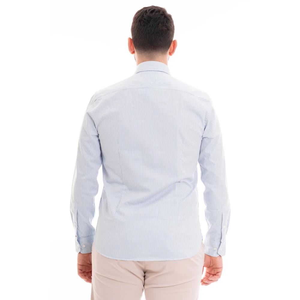 Tommy Hilfiger Flex Poplin Streep Overhemd Blue Heren