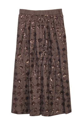 brown-sequin-midi-skirt
