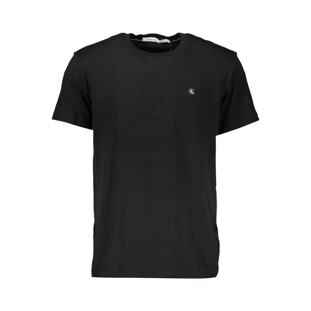 Calvin Klein Zwart katoenen T-shirt met logo Black Heren