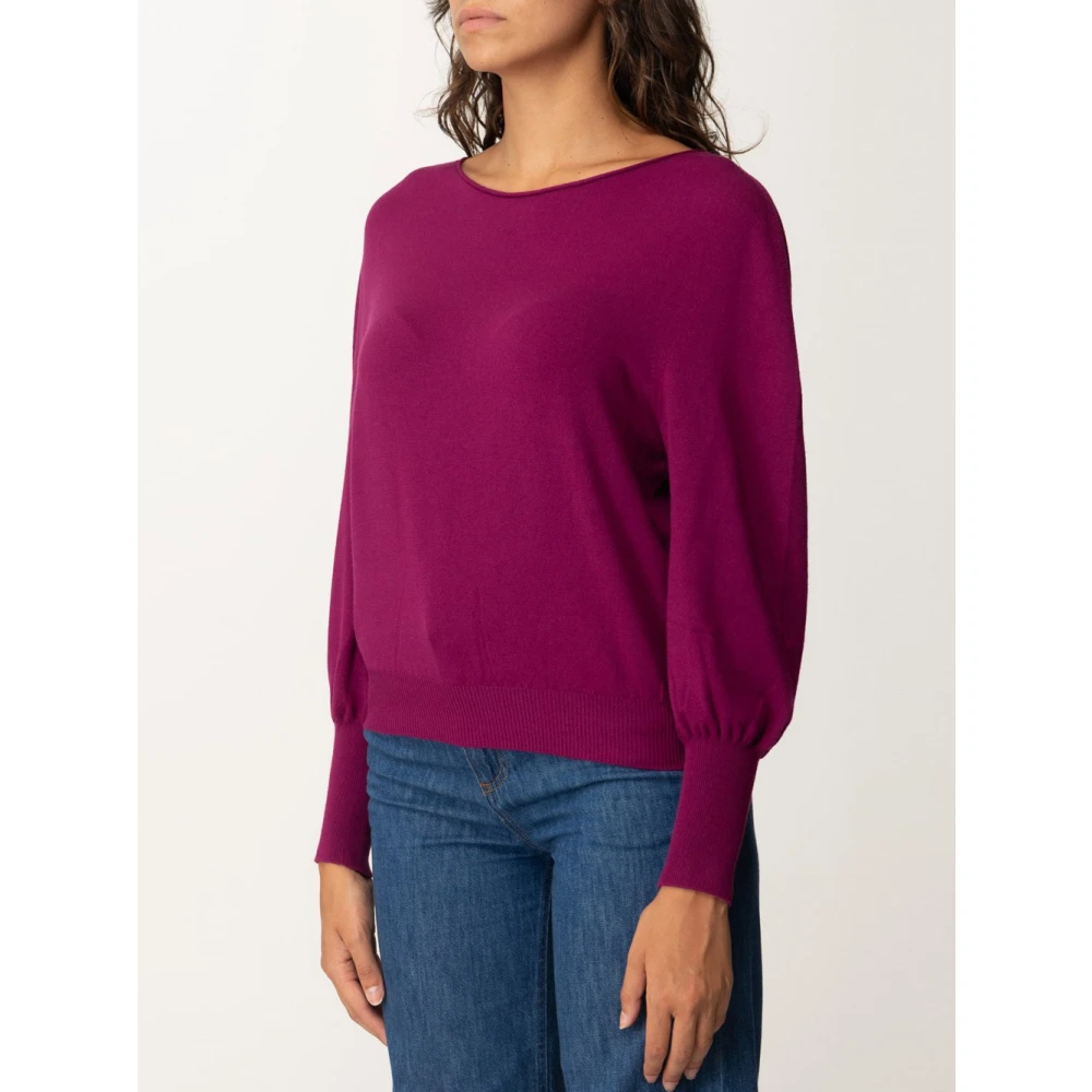Twinset Rood Pruim Sweater Box Hals Boot Purple Dames