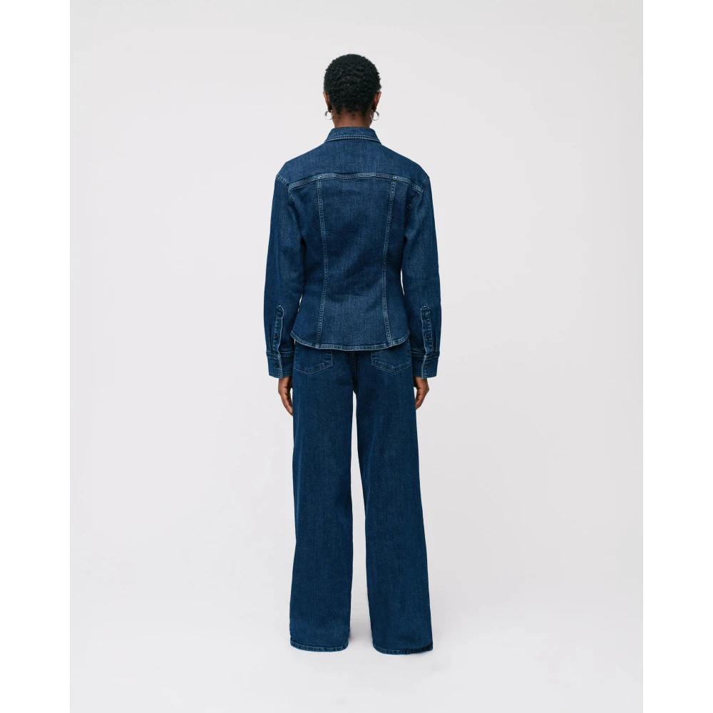 IVY OAK Gebogen Denim Blouse met Gewassen Look Blue Dames