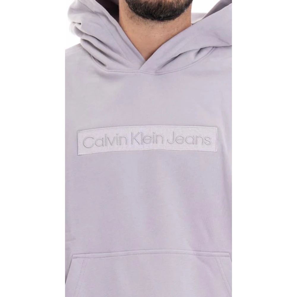 Calvin Klein Jeans Hoodie met borduursel voor mannen Gray Heren