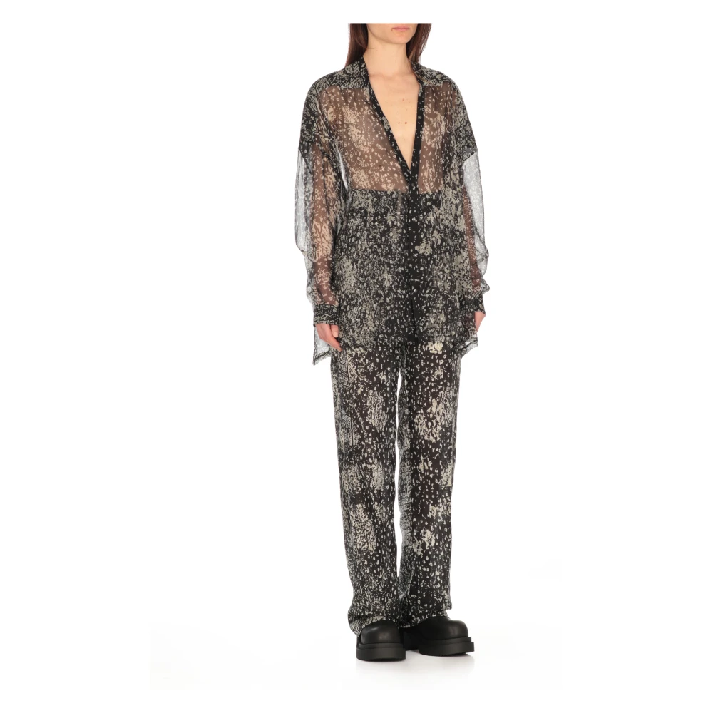 Rick Owens Zwarte zijden shirt met V-hals Multicolor Dames