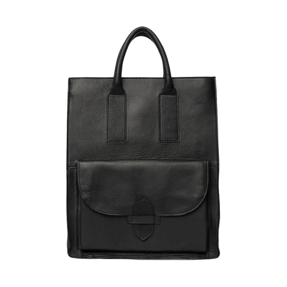 Re:designed Zwarte leren Shopper Tas Felicia Black Dames