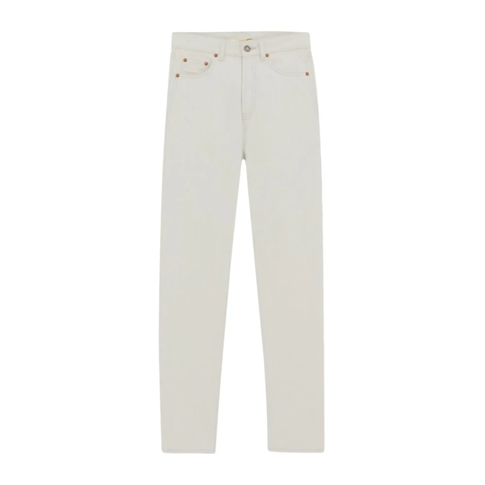 Saint Laurent Hoge Taille Slim Fit Jeans White Dames