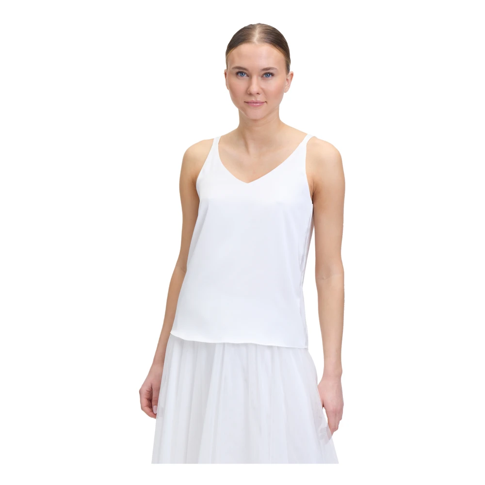 Vera Mont Satin V-hals Mouwloze Blouse White Dames