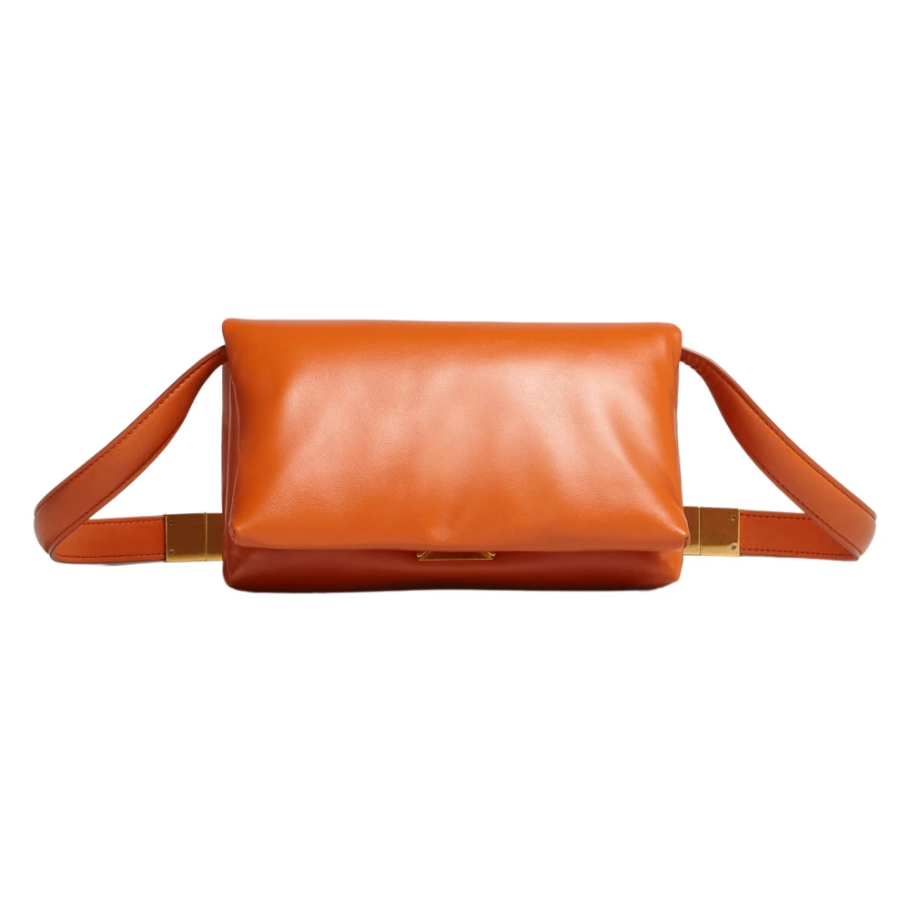 Marni Women's Orange Shoulder Bags, One Size, Prisma Leather Shoulder Bag