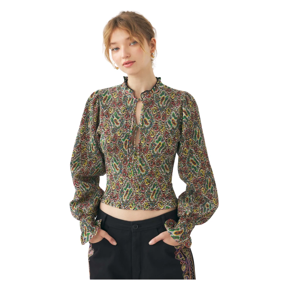 Antik batik Smocked blouse Zena Green Dames