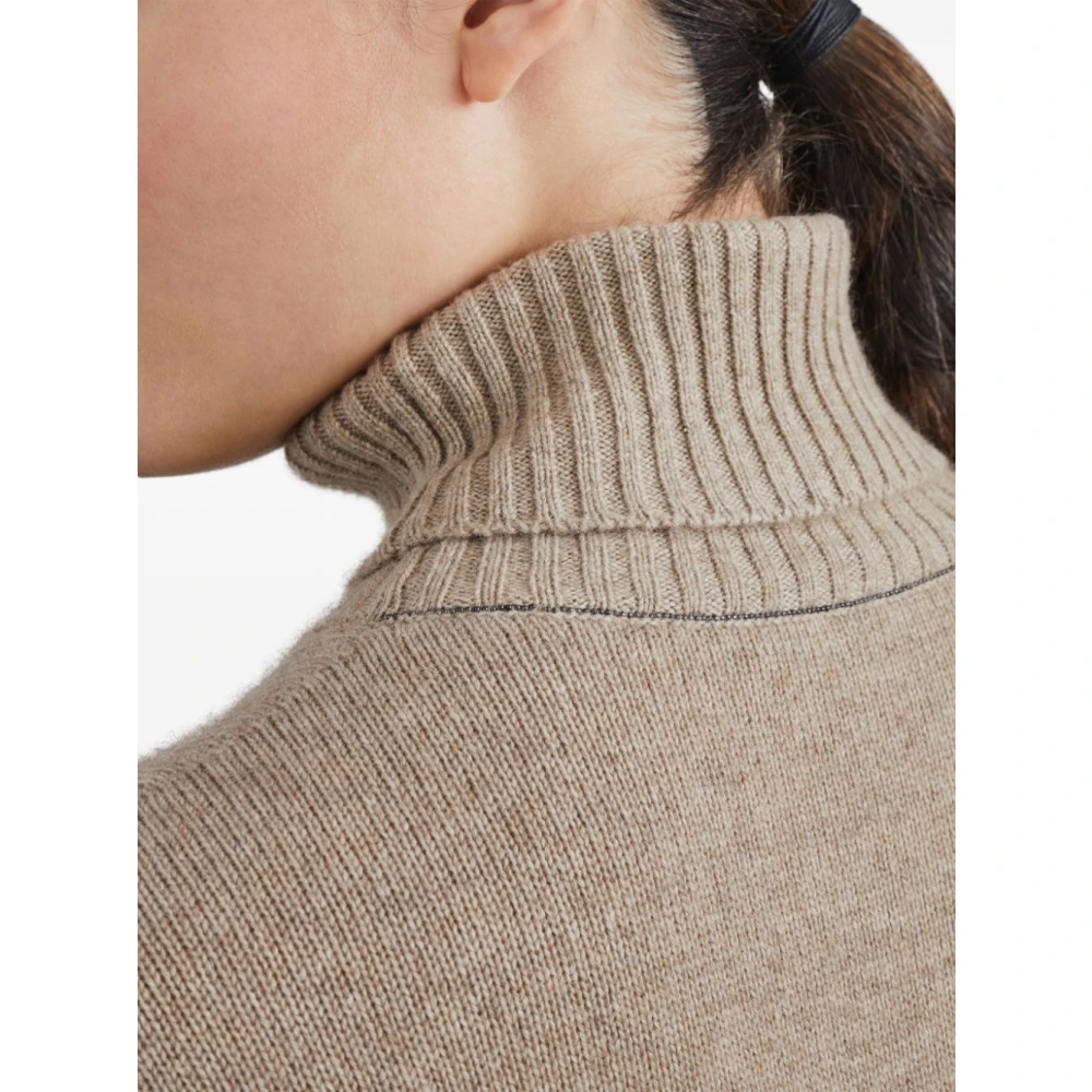 BRUNELLO CUCINELLI Kasjmier Gebreide Lange Jurk Bruin Brown Dames