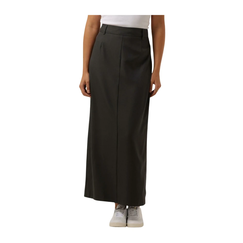 NEO NOIR Grijze Maxi Rok met Split en Zakken Gray Dames