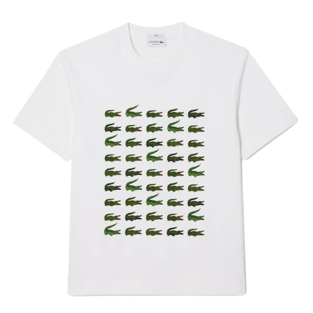 Lacoste Iconisch Print T-shirt met Ademend en Lichtgewicht Ontwerp White Heren