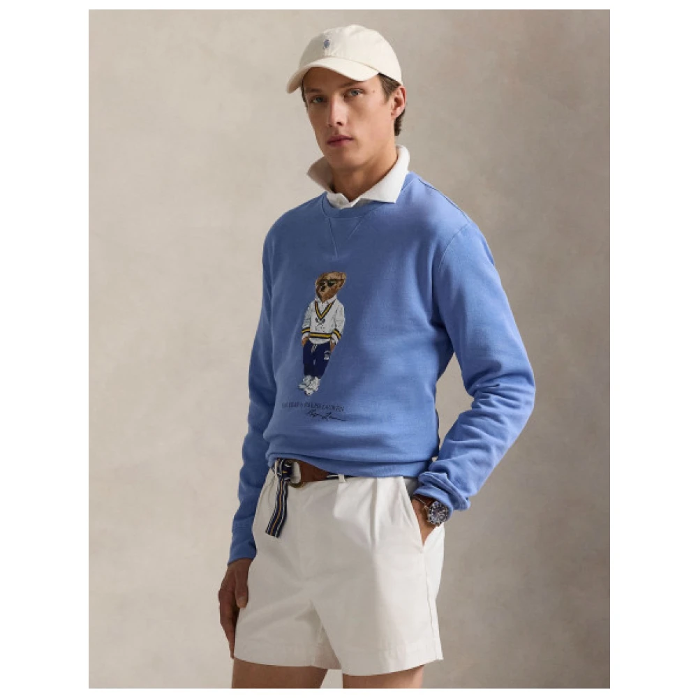 Polo Ralph Lauren Katoenen Polo Bear Sweatshirt met Tennisstijl Blue Heren