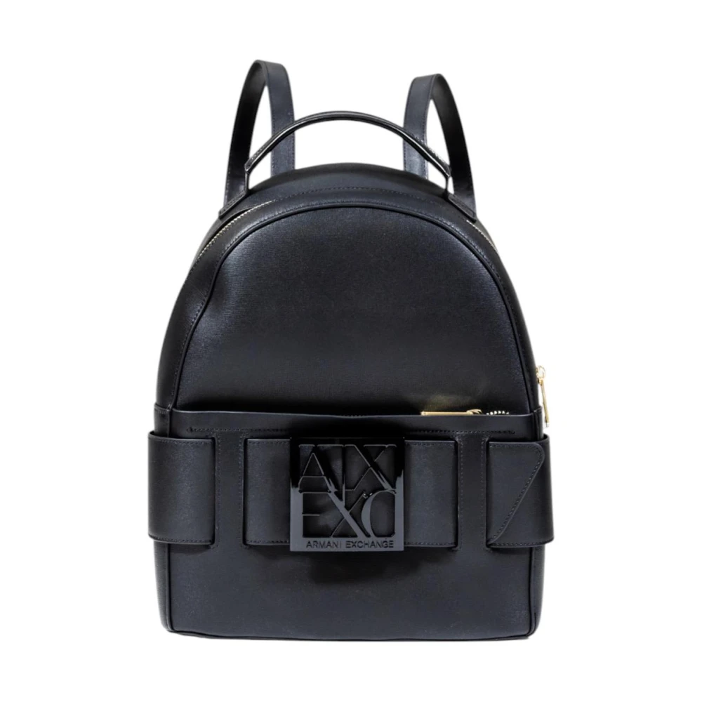 Armani Exchange Women's Black Backpacks, One Size, Zip Rucksack With Multiple Pockets