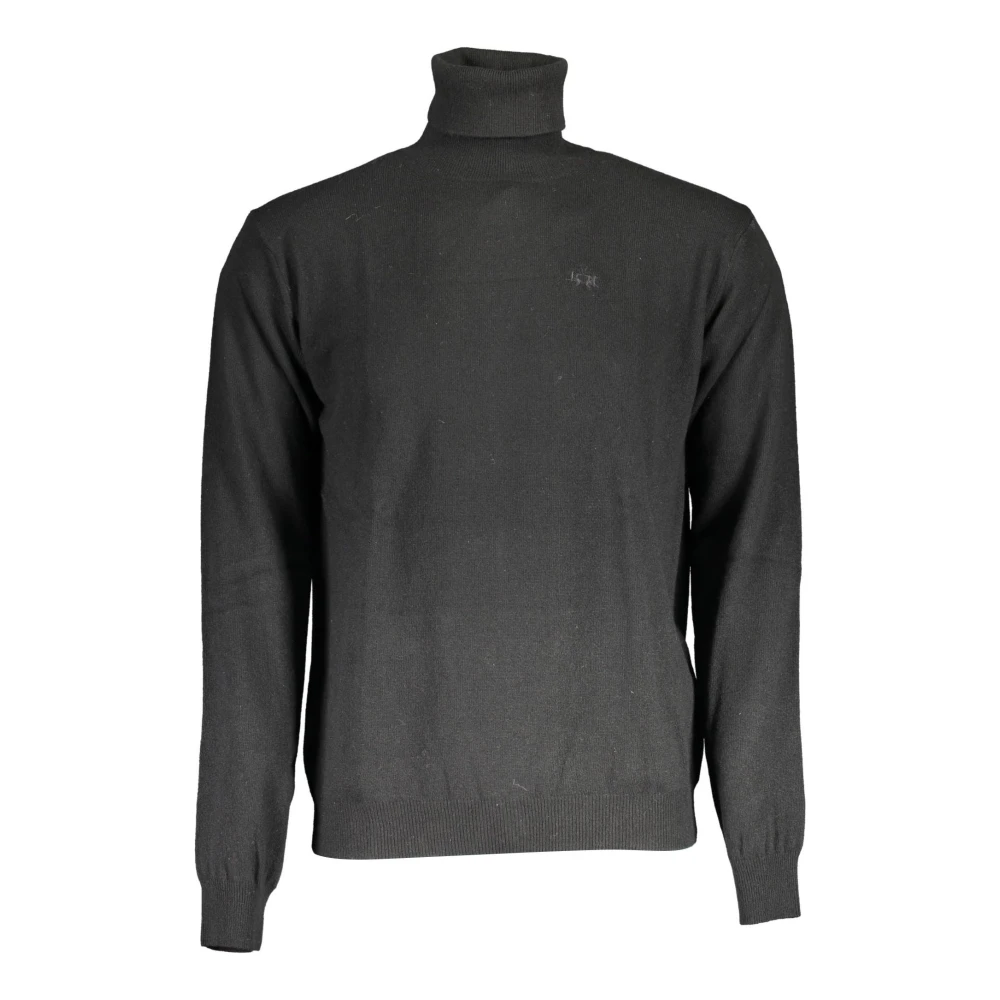 La Martina Men's Black Sweater Long Sleeve Embroidered