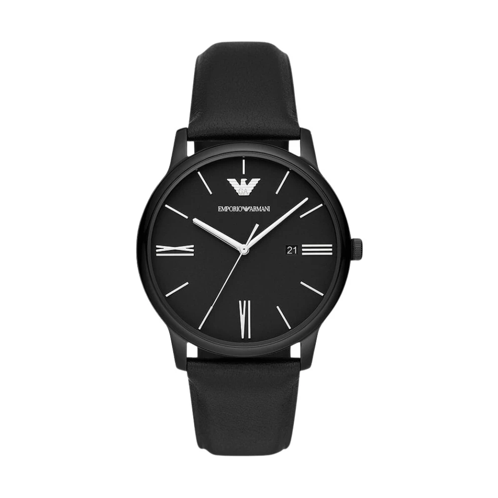 Emporio Armani Men's Black Ar11573 Three-Hand Date Leather ’S Watch - Image 3