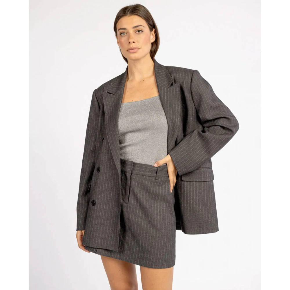 Aaiko Pinstripe Rok Pascale Model Gray Dames