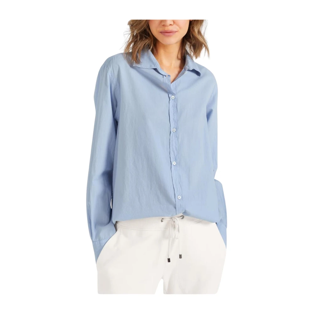 Juvia Blauw Katoenen Poplin Overhemd Knoopsluiting Blue Dames