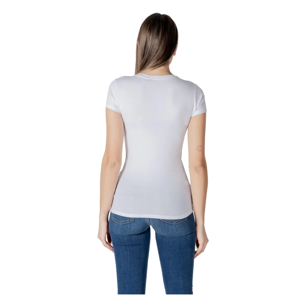 Guess Wit Bedrukt Ronde Hals T-shirt White Dames