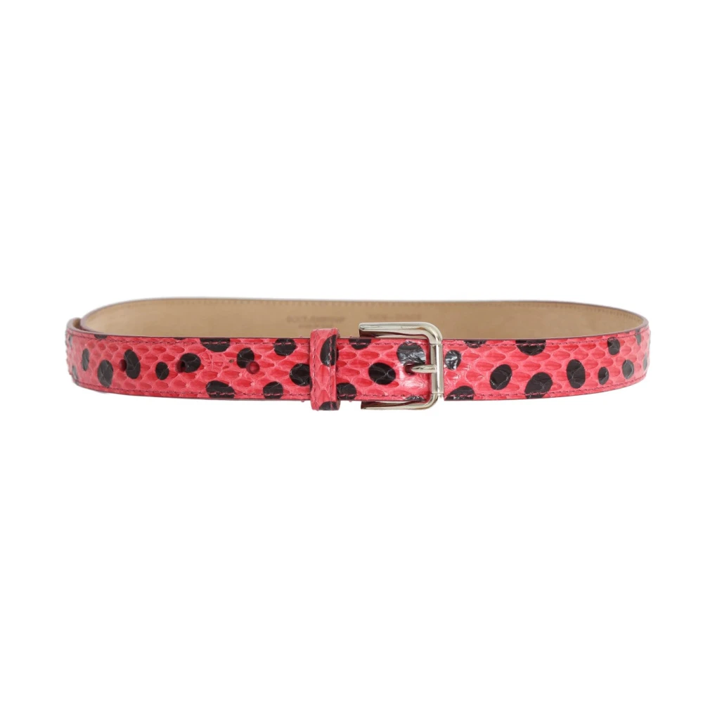 Dolce & Gabbana Roze Polka Snakeskin Zilveren Gesp Riem Pink Dames