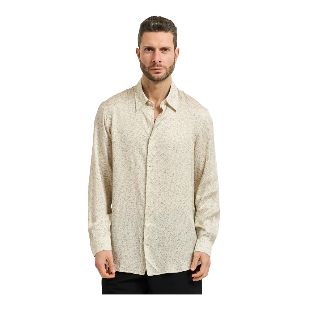 Armani Exchange Hombre Beige Camisa De Manga Larga Ax
