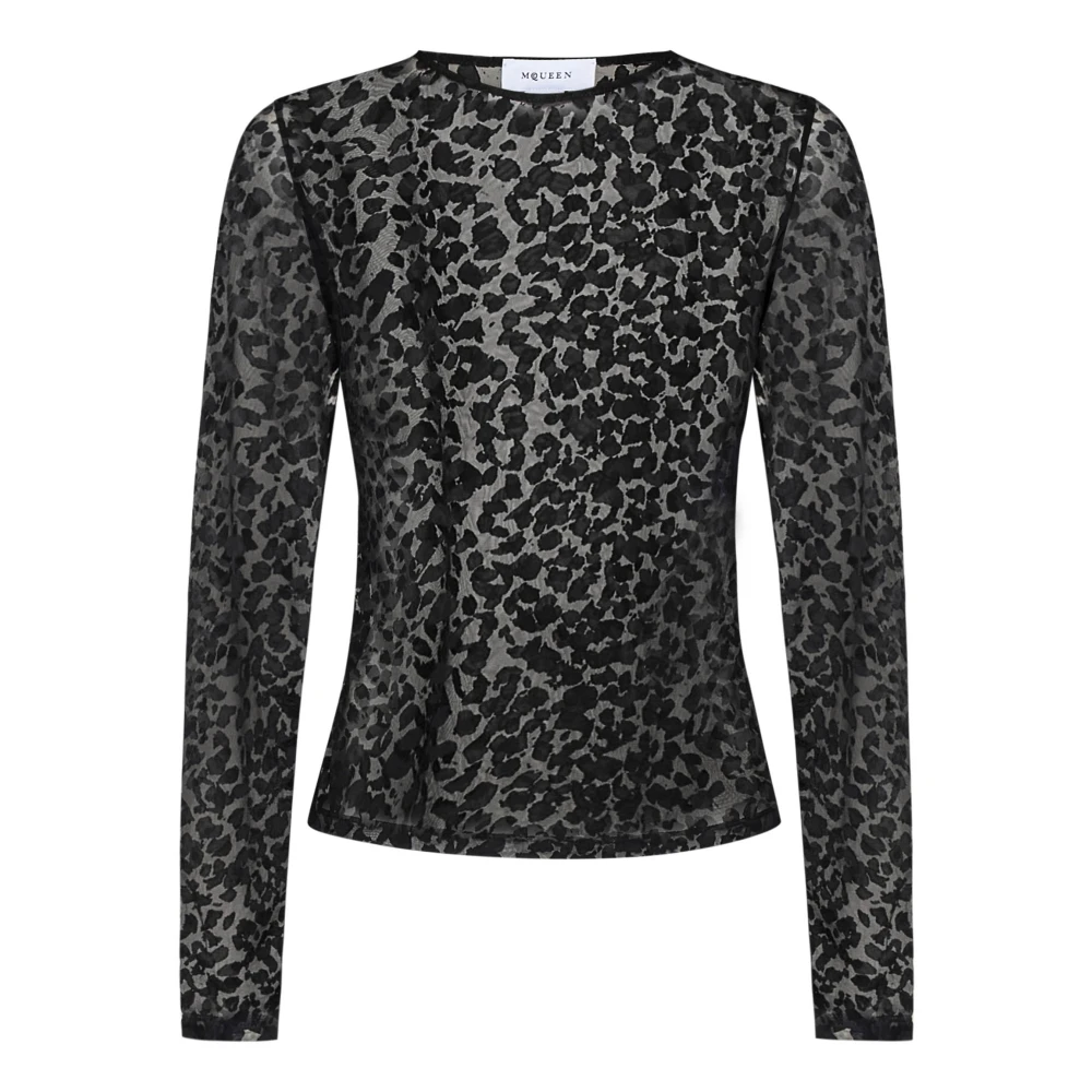 Alexander mcqueen Zwart Luipaardprint Topkleding Aw24 Black Dames