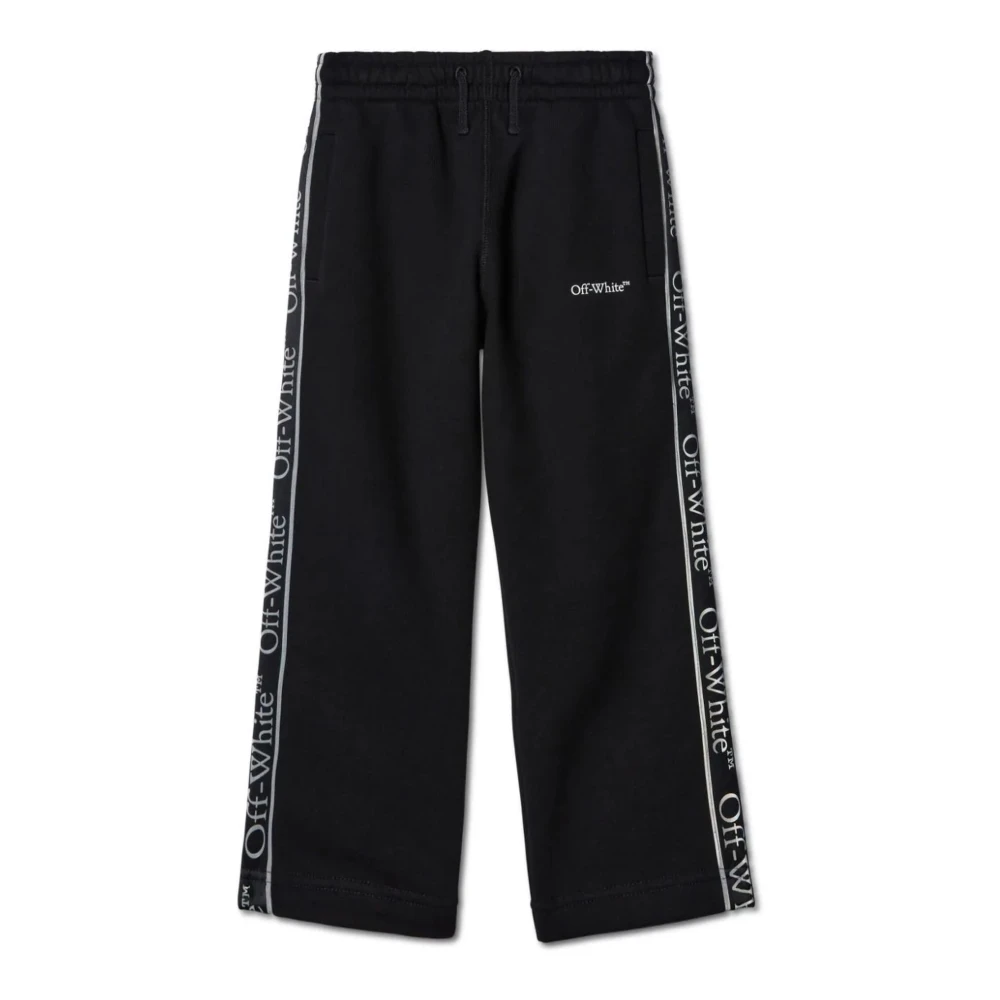 Off White Svarta Bomull Logo Print Byxor Black, Pojke