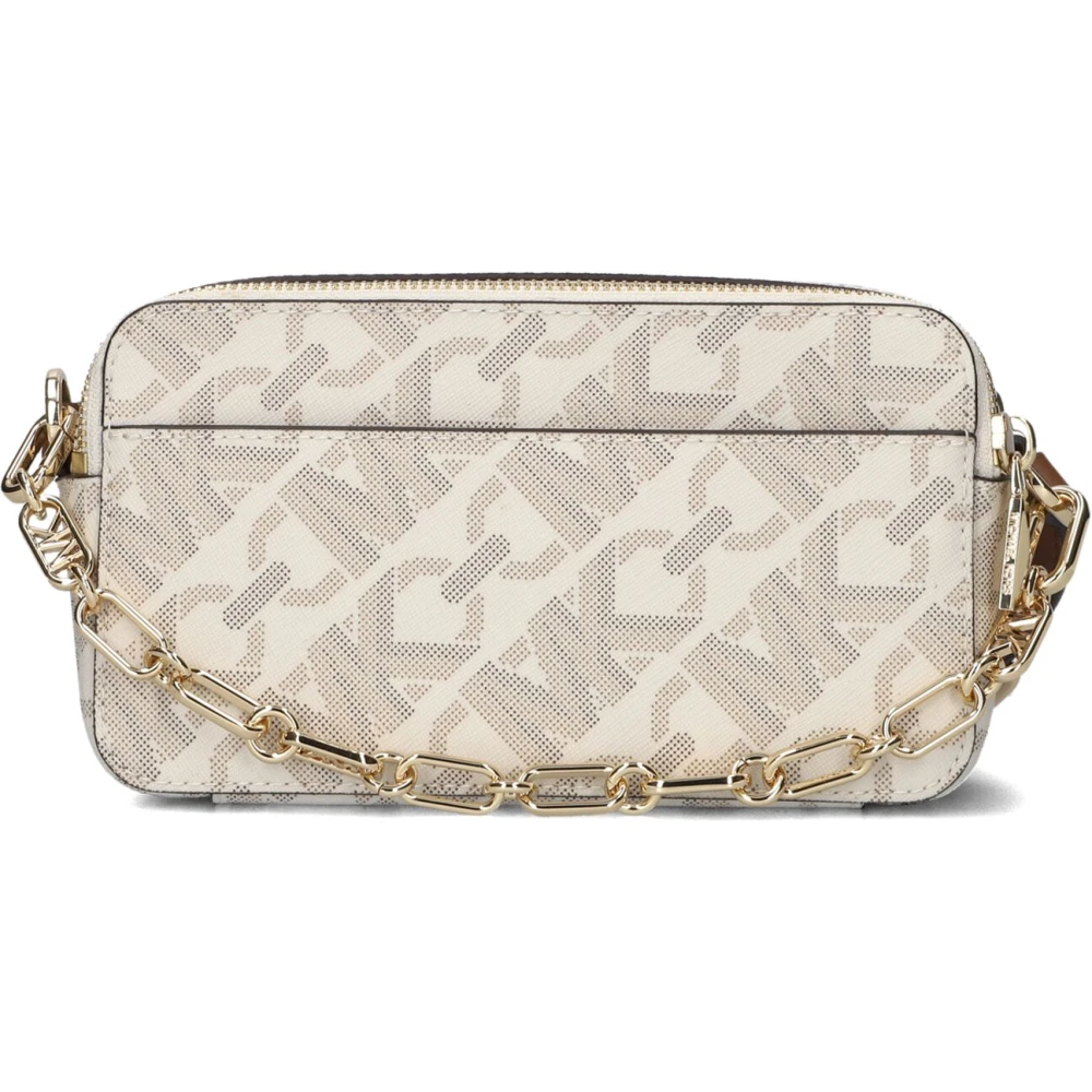 Michael Kors Beige Gestreepte Leren Crossbody Tas Beige Dames