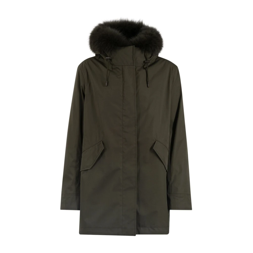 Yves Salomon Groene Melange Bont Parka Green Dames