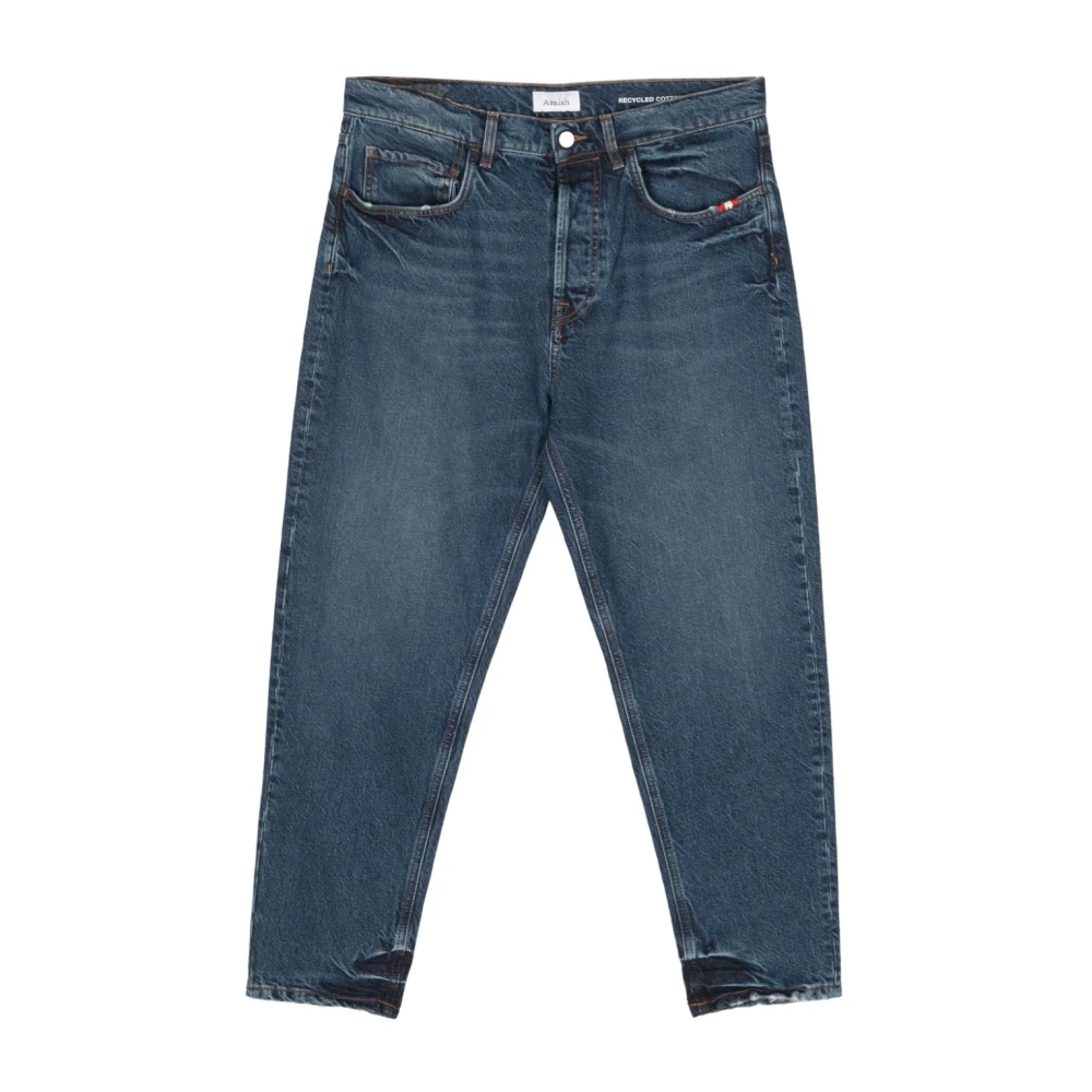 Amish Blauwe Denim Jeans Straight Leg Blue Heren