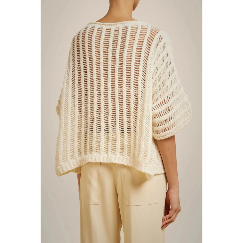 Liviana Conti Alpaca en wollen trui astrakan steek Beige Dames