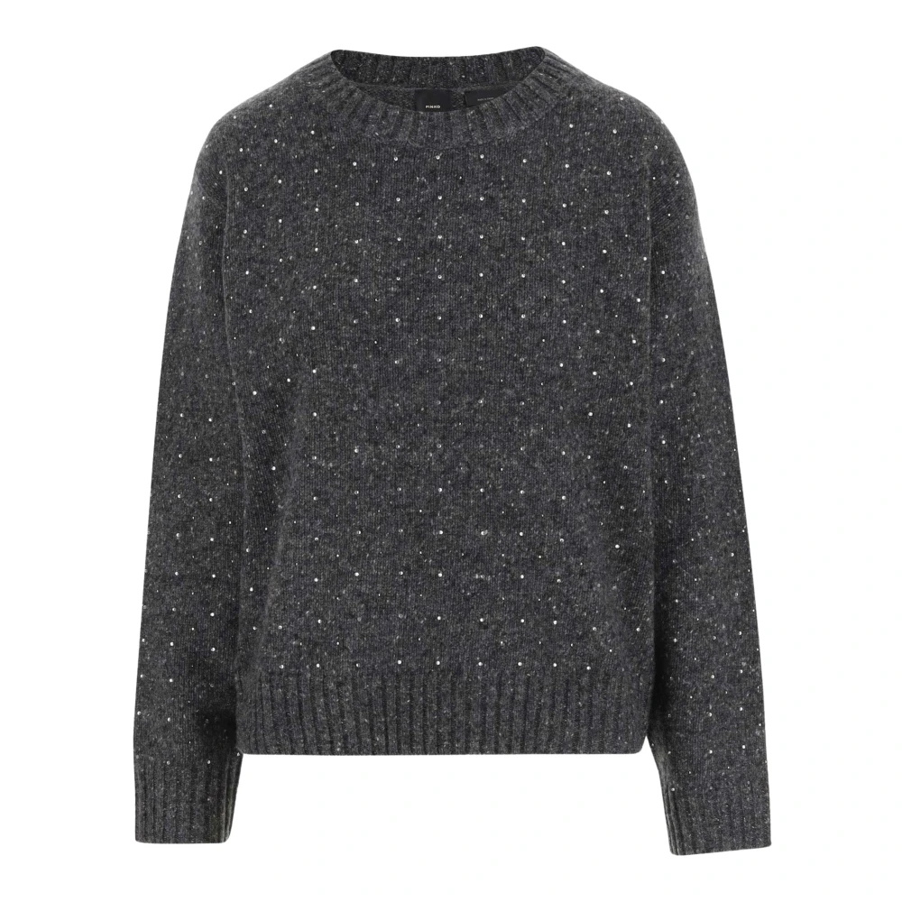 pinko Rhinestone Gebreide Trui Gray Dames