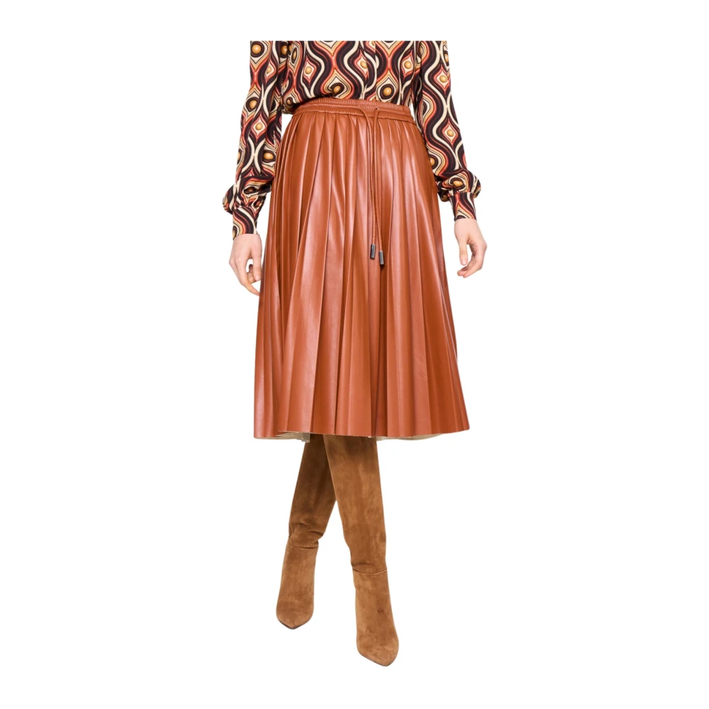 Silvian Heach Bruin Brandy Midi Geplooide Rok Brown Dames
