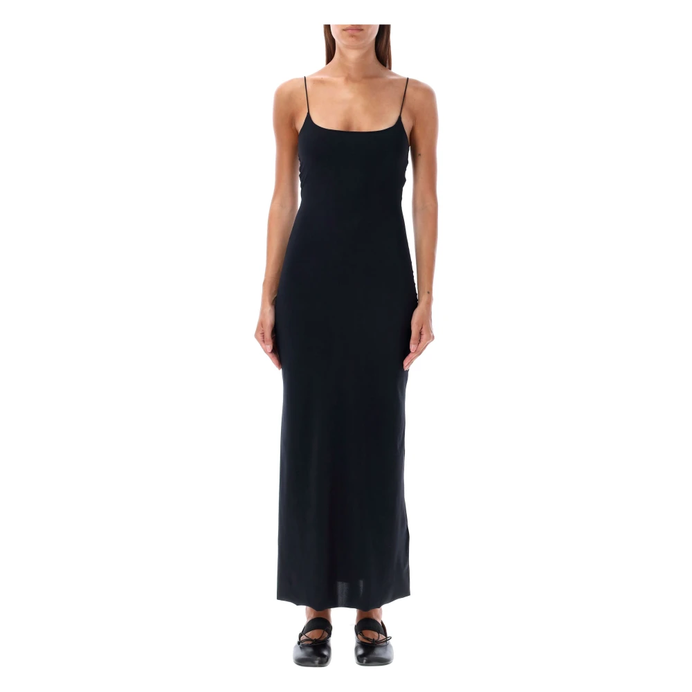 MM6 Maison Margiela Zwarte Jersey Midi Jurk Aw24 Black Dames