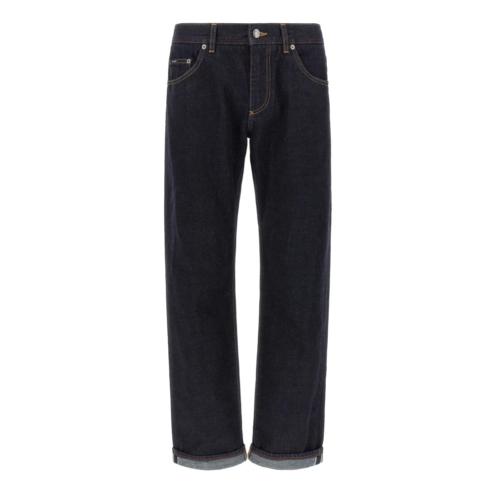 Dolce & Gabbana Classic Jeans With Logo Embroidery - Male - Straight Fit Jeans - Blue - S - Jeans