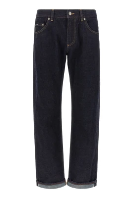 Klassiska jeans med logotyputsyddetaljer