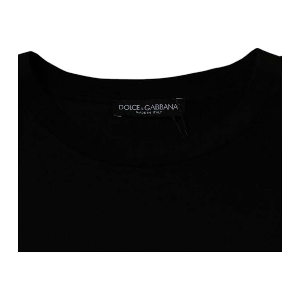 Dolce & Gabbana Zwarte katoenen T-shirt met logodetails Black Heren