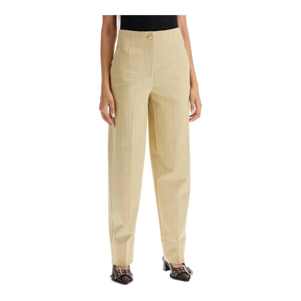 Ganni Randiga Tapered Byxor Beige, Dam