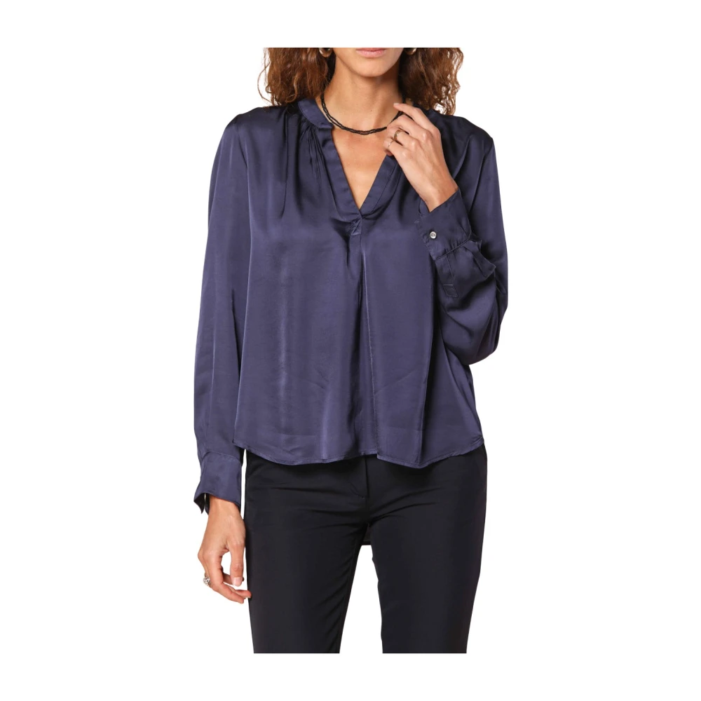 Mason's Adele Viscose Shirt Navy Blauw Blue Dames