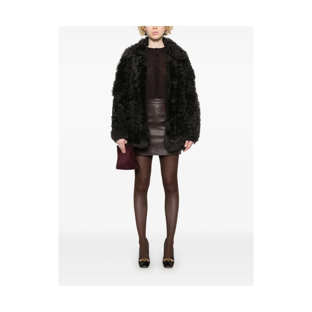 IRO Shearling Opstaande Kraag Jas Gray Dames