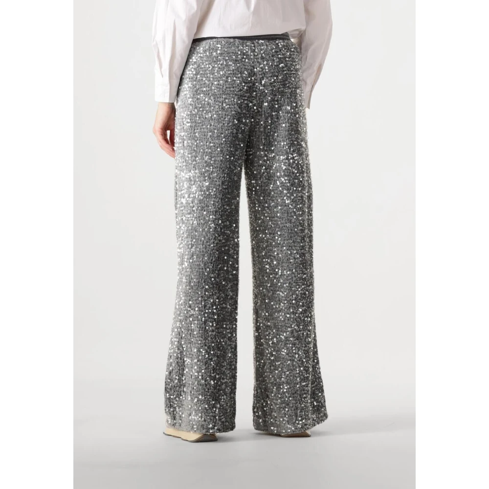 Summum Woman Paillet Velours Broek Glamour Look Gray Dames