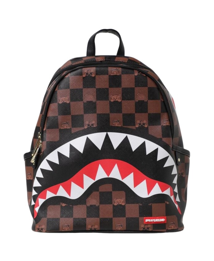 sac-a-dos-mini-requin-echiquier-marron