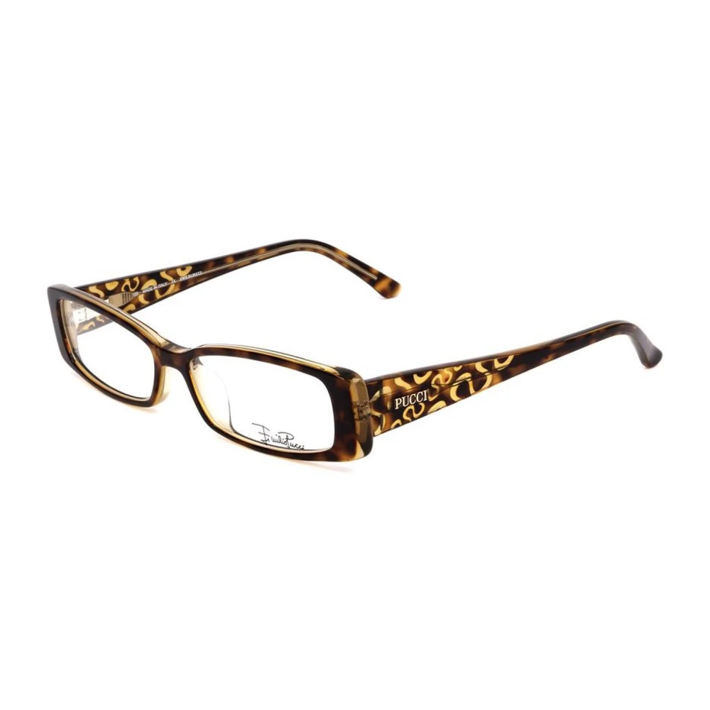 EMILIO PUCCI Oranje Plastic Frame Bril met Havana Wijzerplaat Orange Dames